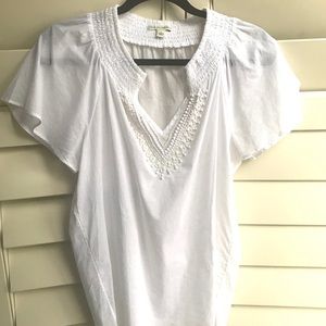 Banana Republic White Beaded Tunic